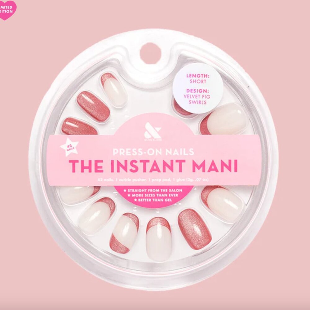 [NWT] Olive & June Instant Mani Press-On Nails - Velvet Fig Swirls - Short Round